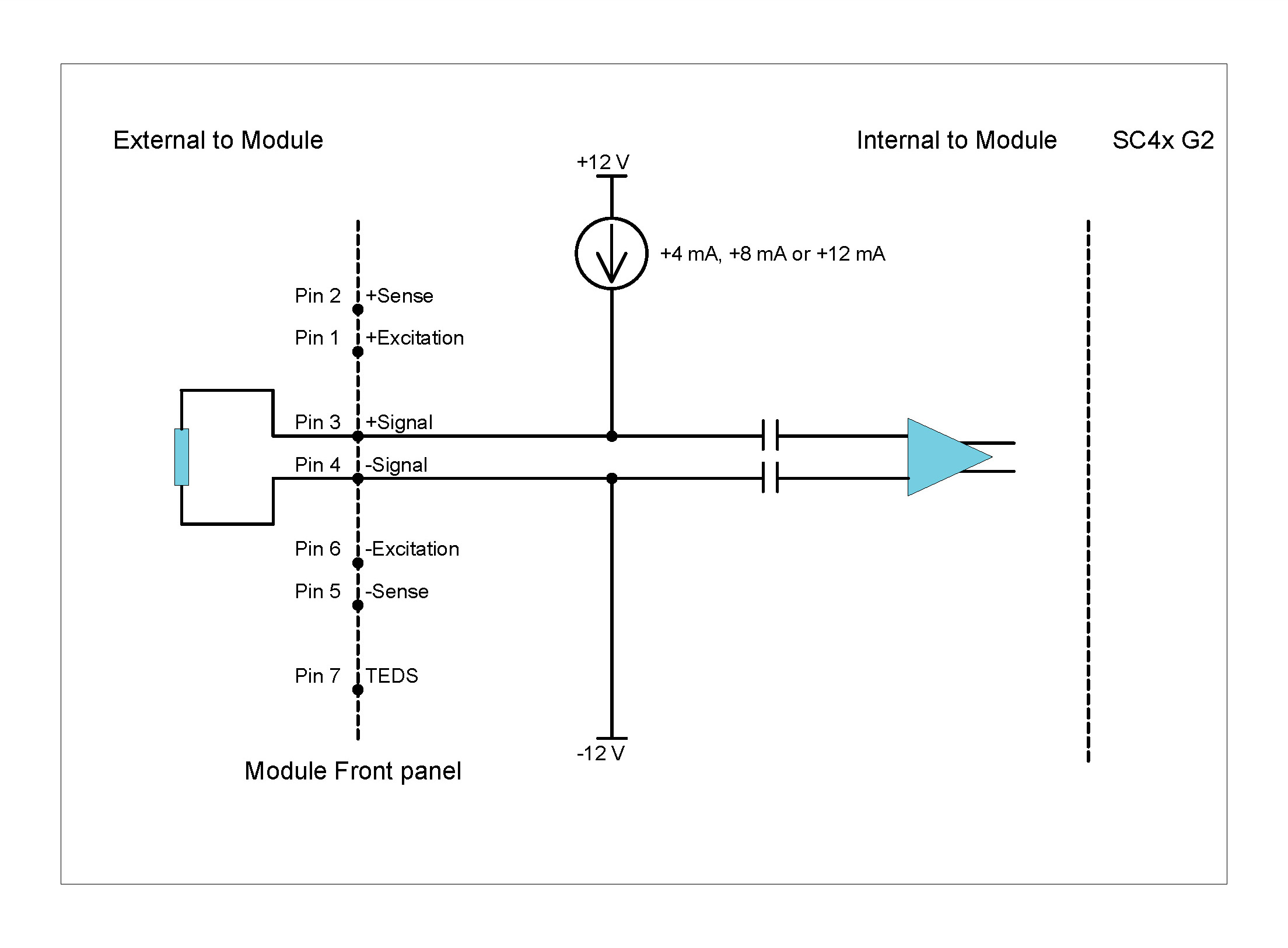 2-wire configuration with 1 external element (no current monitoring)