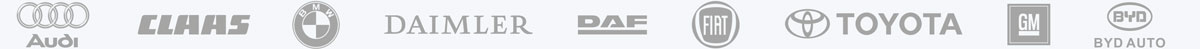 Audi, Claas, BMW, Daimler, DAF Trucks, Fiat, Toyota, General Motors, Shenzhen BYD Auto